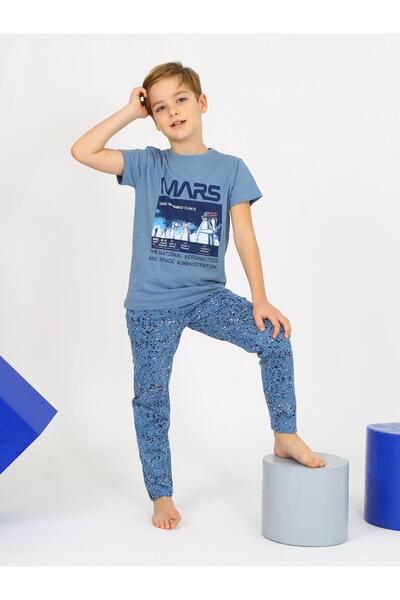 vitmo طقم بيجامة للأولاد مارس سبيس - كم قصير، 100% قطن