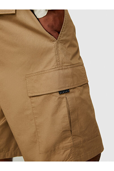 Sisley Ανδρικό καφέ σορτς βερμούδας - 100% βαμβάκι, μπαλώματα τσέπης, Cargo