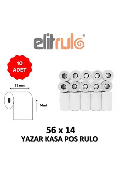 Elit Rulo 10 Pieces Elitrulo Cash Register Pos Rolls 56mm X 14m