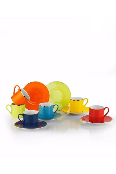 Kütahya Porselen Shpwave 12-teiliges Porzellanbecher-Set für 6 Personen – Traumfarbe, Kaffee htcx 1005813