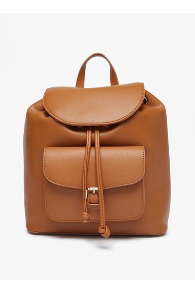 Flora Bella by Shoexpress Flora Bella Solid Backpack with Adjustable Straps