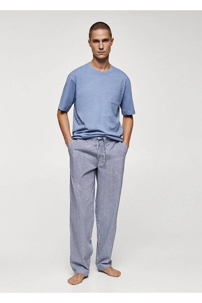 MANGO Man Kariertes Pyjama-Set aus Baumwolle