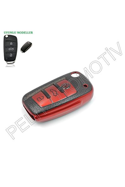 PELİTOTOMOTİV Κάλυμμα θήκης κλειδιού Audi A1 A3 A4 A5 A6 A7 A8 Superlux κόκκινο
