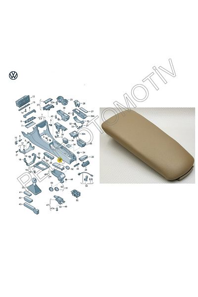 PELİTOTOMOTİV Armrest Cover for Audi A4 (2001-2008) Beige Leather 8e0864245
