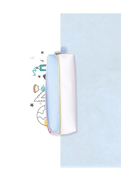 Kağıt Gemi Dükkan Husă pentru creion din piele PU albastră cu două fețe