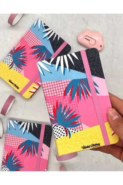 Kağıt Gemi Dükkan Kumaş Sert Kapak Tropical Desenli Renkli 80 Yaprak Çizgili ...