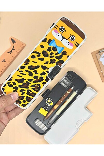 Kağıt Gemi Dükkan Cutie de creion cu model de leopard, cu două fețe