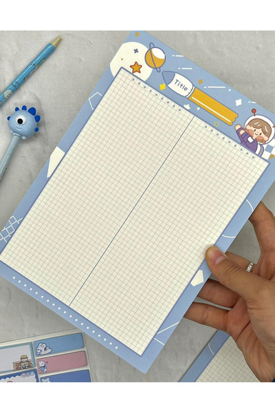 Kağıt Gemi Dükkan Sevimli Astronot Kız Mavi B5 Not Defteri / Scrapbook / Planlayıcı / Notebook / Bullet Journal