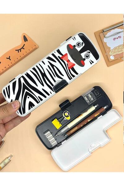 Kağıt Gemi Dükkan Μολυβοθήκη διπλής όψης με σχέδιο ζέβρας