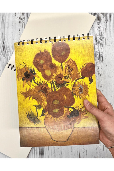 Kağıt Gemi Dükkan فان جوخ 15 مزهرية عباد الشمس منقوشة دفتر رسم 50 ورقة