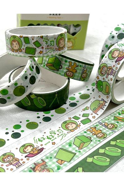 Kağıt Gemi Dükkan Cute Fruit Green 4-Piece Washi Tape Set / Washi Tape / Bullet Journal / Scrapbook