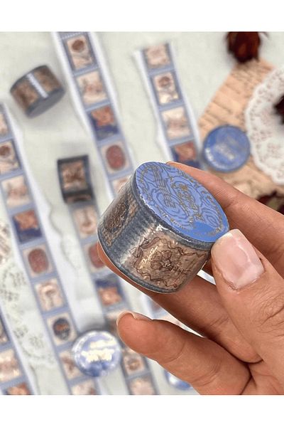 Kağıt Gemi Dükkan The Falling Rose Blue Individually Decalable Washi Tape / Sticker / Decal / Bullet Journal