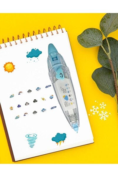 Kağıt Gemi Dükkan Bulut Desenli Süsleme Bandı/Tipeks/Tipex/Şerit Daksil/Düzeltme Bandı/Şerit Düzeltici