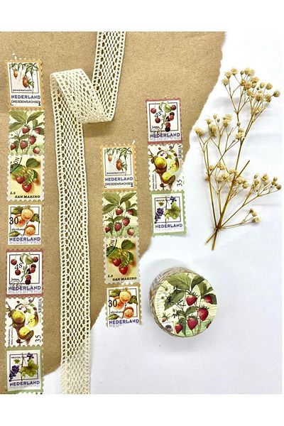 Kağıt Gemi Dükkan Stamp Strawberry Washi Tape - Sticker - Bullet Journal - Notebook Decoration