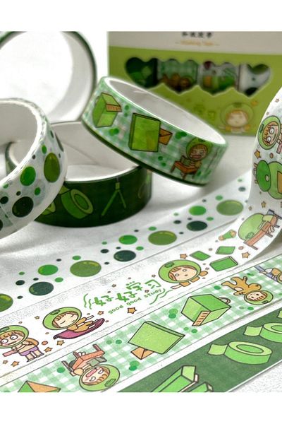 Kağıt Gemi Dükkan Cute Fruit Green 4-Piece Washi Tape Set / Washi Tape / Bullet Journal / Scrapbook