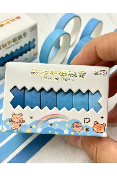 Kağıt Gemi Dükkan Soft Blue Tones 6-Piece Washi Tape Set / Washi Tape / Bullet Journal / Scrapbook