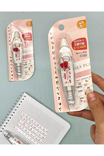 Kağıt Gemi Dükkan Kiraz Desenli Süsleme Bandı Tipeks - Tipex / Şerit Daksil