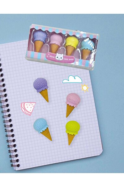 Kağıt Gemi Dükkan Set de 4 gumă de șters în formă de con de înghețată