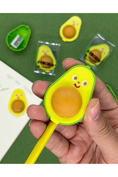 Kağıt Gemi Dükkan Cute Avocado Yellow Eraser Pencil Sharpener / Pencil Sharpener
