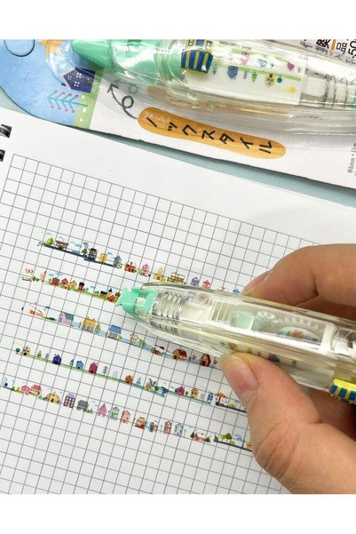Kağıt Gemi Dükkan Ev Desenli Süsleme Bandı/Tipeks/Tipex/Şerit Daksil/Düzeltme Bandı/Şerit Düzeltici
