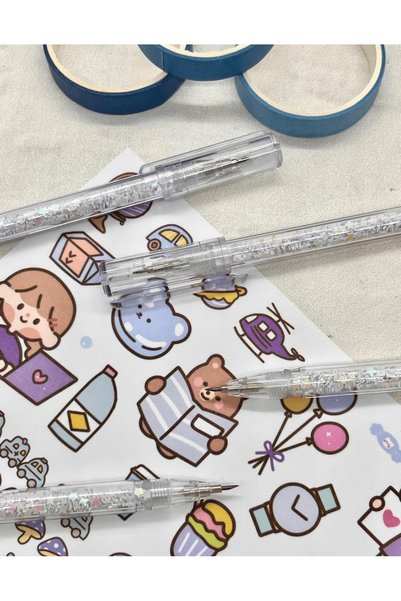 Kağıt Gemi Dükkan Kalem Görünümlü Beyaz Pullu Çelik Uçlu Maket Bıçağı / Sanat Bıçağı / Bullet Journal/Falçata