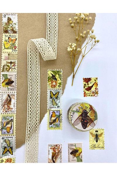 Kağıt Gemi Dükkan Washi Tape Sticker - Bullet Journal and Notebook Decorated - Single Sticker with Sequins and Bees