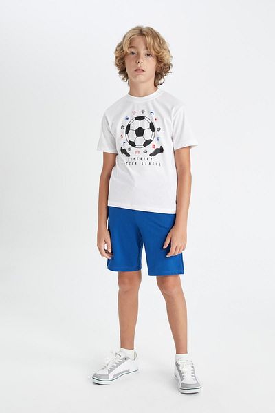 DeFacto Bedrucktes Kurzarm-T-Shirt und Shorts für Jungen, 2-teiliges Set D1356a824hs