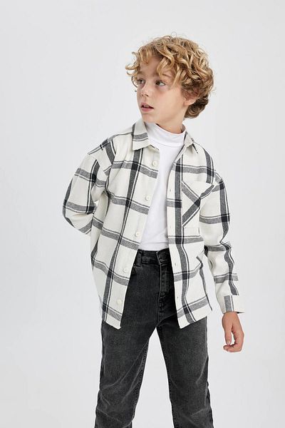 DeFacto Boy Oversize Wide Fit Flannel Long Sleeve Shirt A9399A823Wn