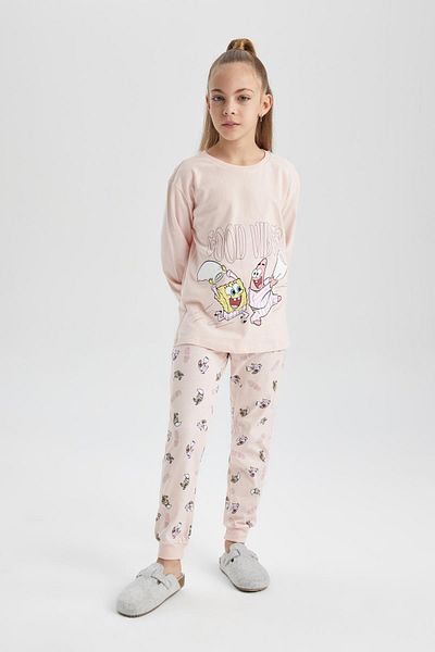 DeFacto Spongebob Patterned Girl's Pajama Set - Long Sleeve B7299a823wn