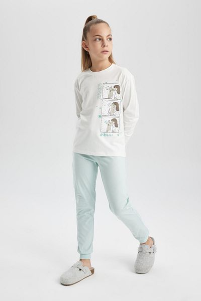 DeFacto Bedrucktes Pyjama-Set mit langen Ärmeln für Mädchen - C2587A823WN