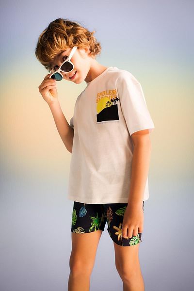 DeFacto Boy's Puff Printed Oversize T-Shirt - Crew Neck, Short Sleeve A6411a823sm