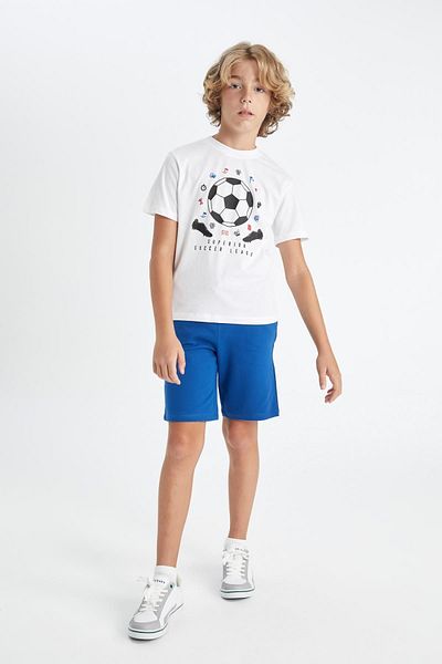DeFacto Bedrucktes Kurzarm-T-Shirt und Shorts für Jungen, 2-teiliges Set D1356a824hs