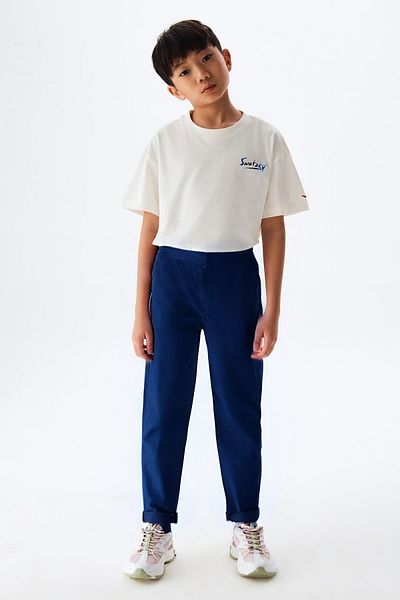 BayBayan Gray Children's School Pants - Regular Fit, Elastic Waist and Pockets