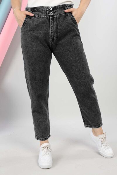 Asortix Girl's Loose Cut Slim Leg Elastic Waist Casual Casual Jeans