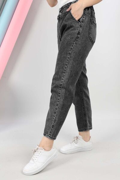 Asortix Girl's Loose Cut Slim Leg Elastic Waist Casual Casual Jeans