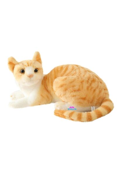 hediyecik Yellow Plush Cat Tabby - Real Looking, 40 Cm