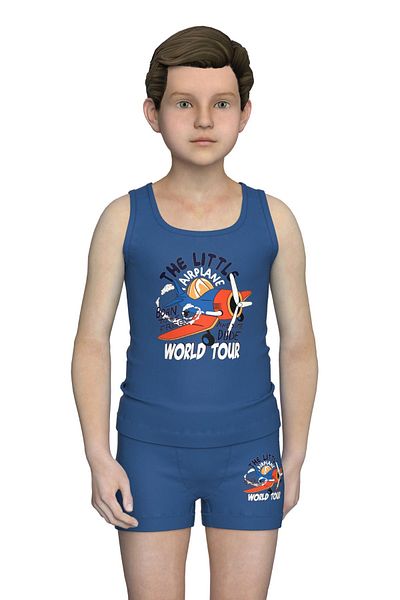 TOLIN Σετ σορτς για αγόρια Navy Blue Singlet - Βαμβακερό και Lycra, εμπριμέ 83048
