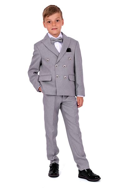 Merdia Italian Cut Jacket Suit for Boy - Handkerchief Detailed Jacket, Shirt, Pants, Bow Tie