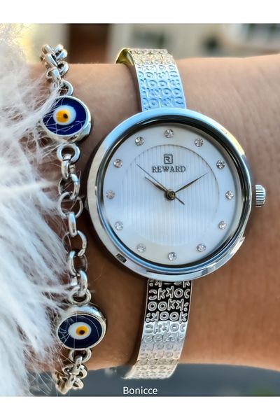 Reward Waterproof Silver Color Women's Wristwatch - 2 Years Warranty, Steel Cord and Special Locking System