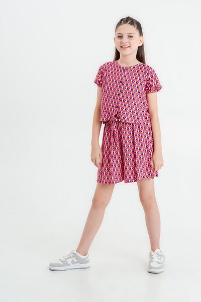 HAUSEkids 10-13 Years Elfida Girl's Shorts Suit - Fuchsia