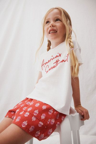 Let's Wear Tricou premium pentru fete - Imprimat America's Sweatheart, decolteu