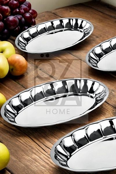 ÖzSa Home Set of 5 Stainless Steel Fruit and Salad Plates - Bright Boat Plate No: 1-2-3-4-5