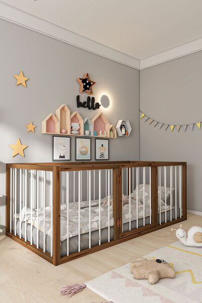 Givayo Mobilya FRODO AHŞAP BEBEK ÇOCUK MONTESSORİ YATAK KAPILI