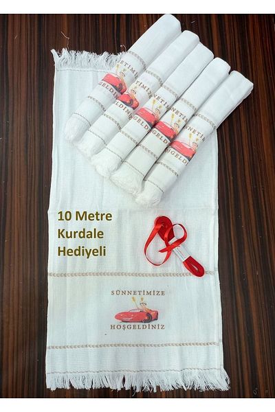 yörük tuhafiye Circumcision Towel Car Towel Convoy Towel Ribbon Gift 12 Pack Circumcision Wedding Towel Red