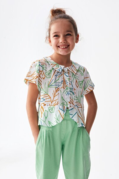 nk kids NK KİDS BCD KIZ ÇOCUK EKRU-YEŞİL SWAN BLUZ 36508
