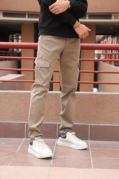 inpool Men's Gabardine Cargo Pants - 21ınp207