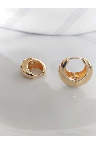 DEVİ fashion Gold Hoop Curved Earrings