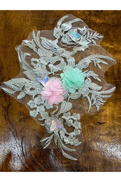 Gönülden Tasarım 31X25 CM NAKIŞ PAYET İŞLEME KABARTMA ÇİÇEKLİ ARMA DİKİŞ AKSE...