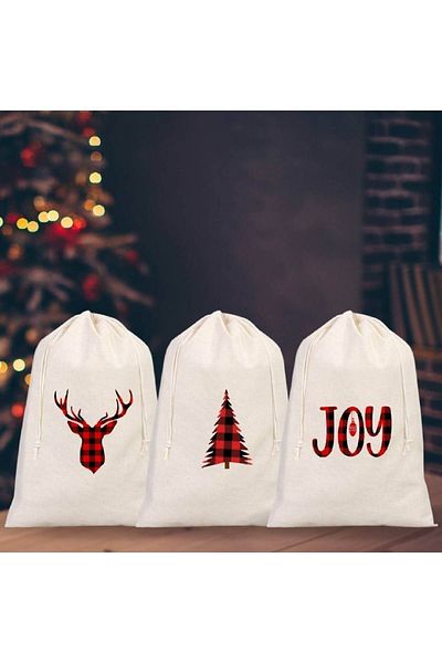 Florence Event Scottish Patterned New Year Themed 100% Cotton Raw Cloth 3-Piece New Year's Gift Pouch Set