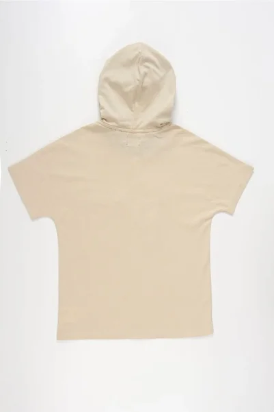 Doctor junior Tricou supradimensionat cu glugă bej pentru băiat